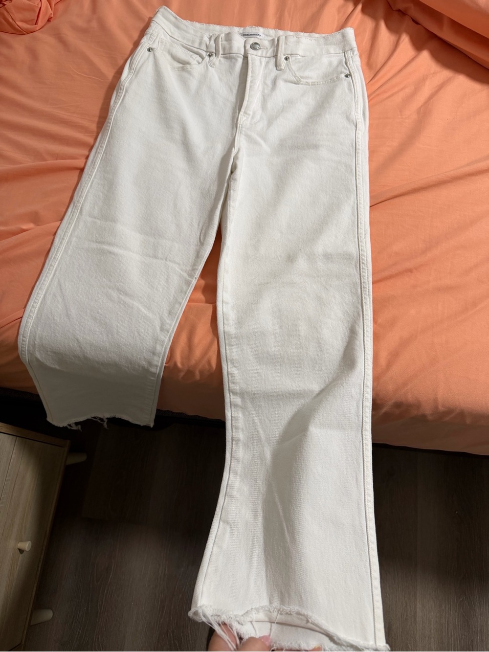 Good American White Ankle Crop Jeans